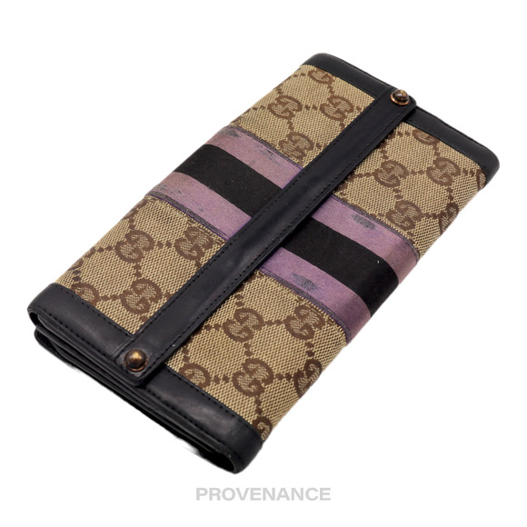🔴 Gucci Long Wallet - GG Canvas Stripe - Picture 3 of 8